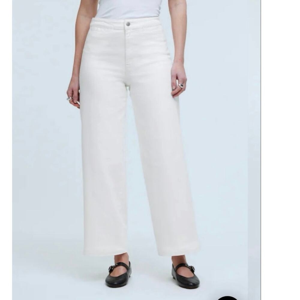 Madewell The Curvy Emmett Wide Leg Jean in Tile White Size 32